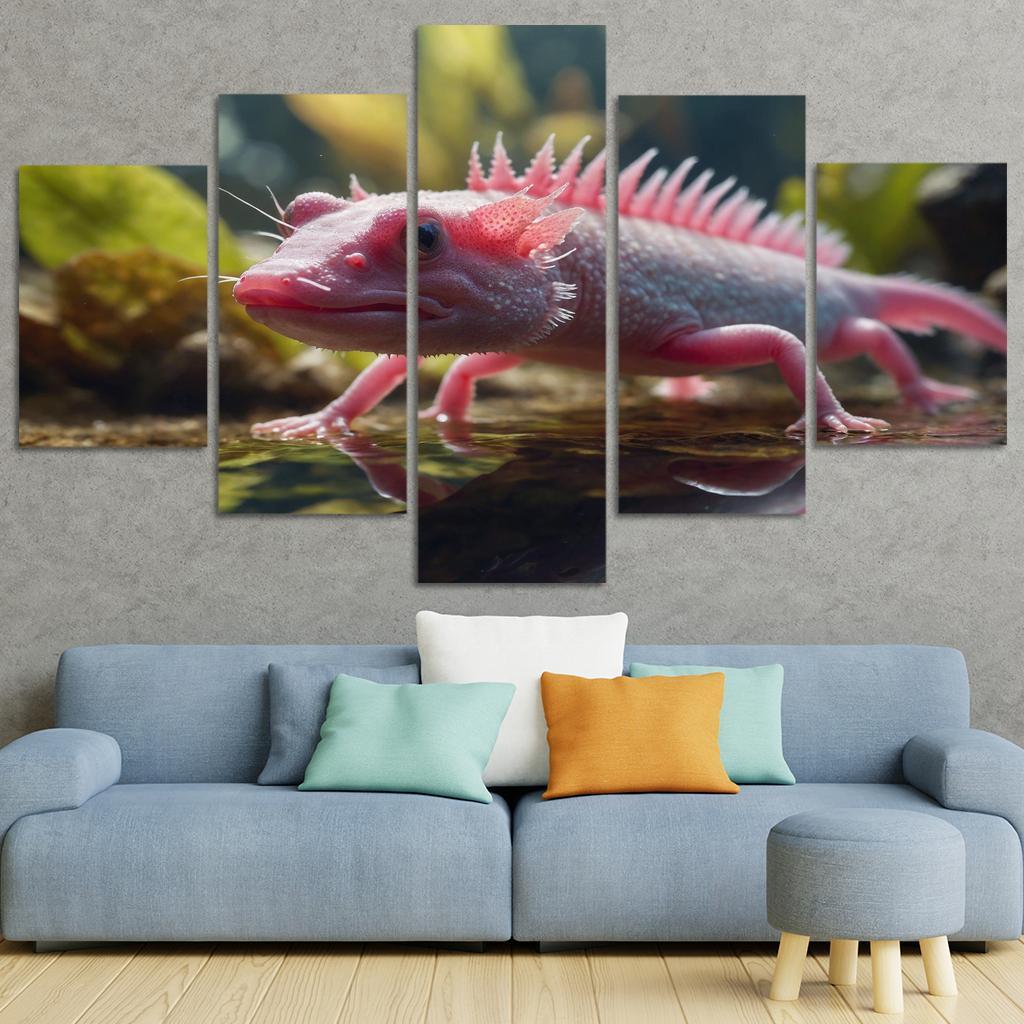 The Luminous Axolotl Underwater Marvel Of Regeneration Modern Paintings Frame