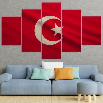 Legacy of the Crescent The Flag of Turkey 5 Piece HD Canvas Wall Art-Original Frame