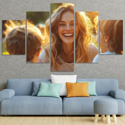 Radiant Smiles The Joy Of Motherhood Custom Paintings Frame