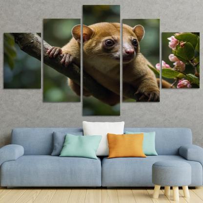 The Exotic Kinkajou In The Rainforest Canopy Framed Paintings