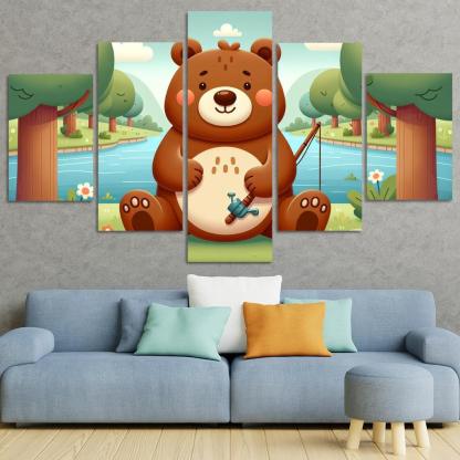 Bubbly Bear - Forest Adventures Framed Paintings