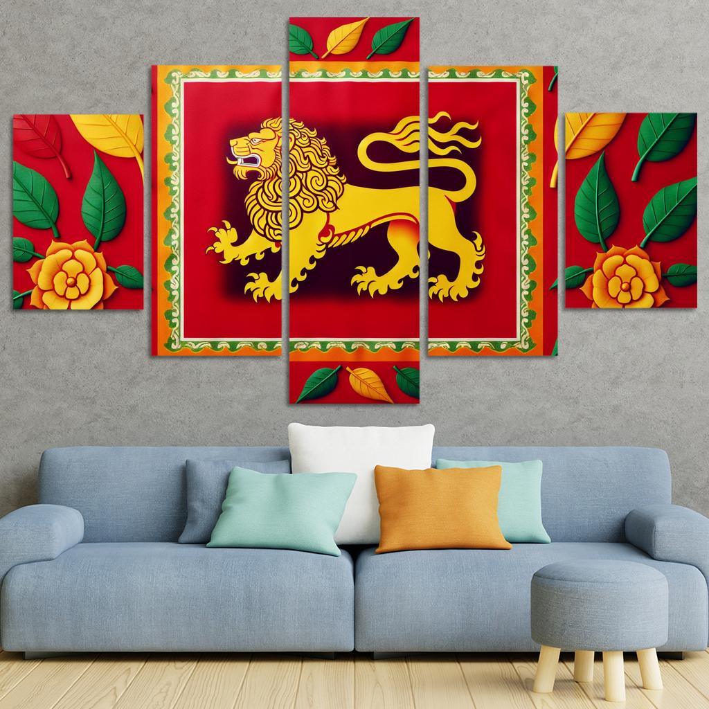 Legacy of Peace The Flag of Sri Lanka 5 Piece HD Canvas Wall Art-Original Frame