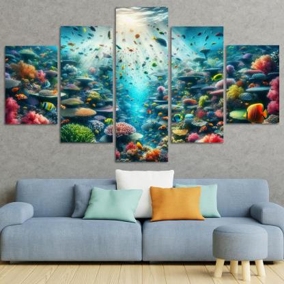 Golden Reef Underwater Exploration Adventure Custom Paintings Frame