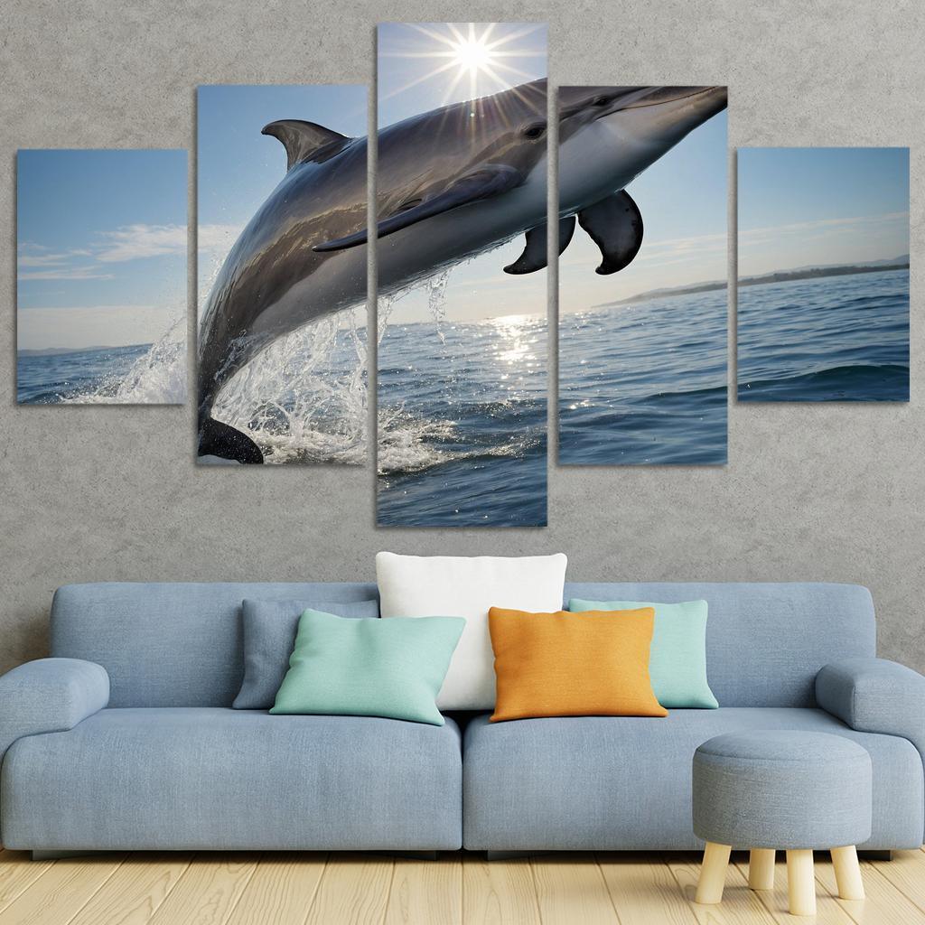 The Playful Bottlenose Dolphin In Coastal Waters Canvas Paintings Frame