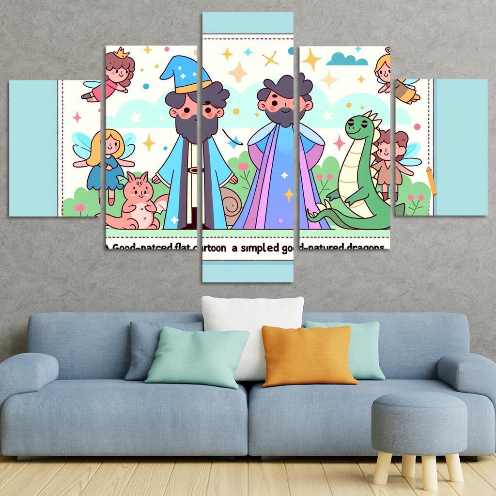 Whimsical Wizard World 5 Piece HD Canvas Wall Art-Original Frame