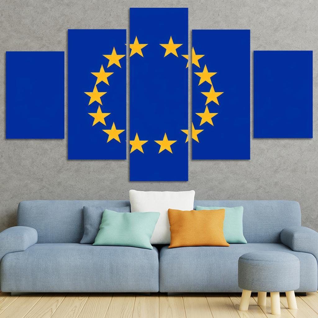 Symbol of Innovation The Flag of the European Union 5 Piece HD Canvas Wall Art-Original Frame