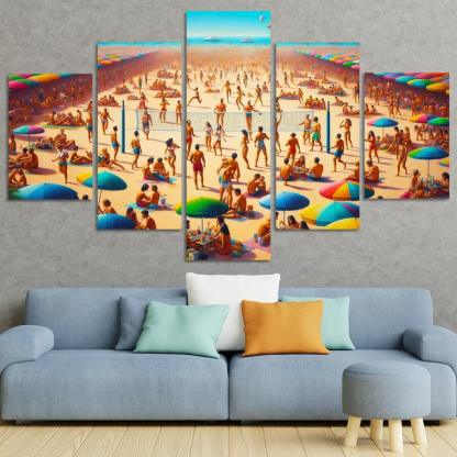 Sunny Retreat Vibrant Beach Life Abstract Paintings Frame