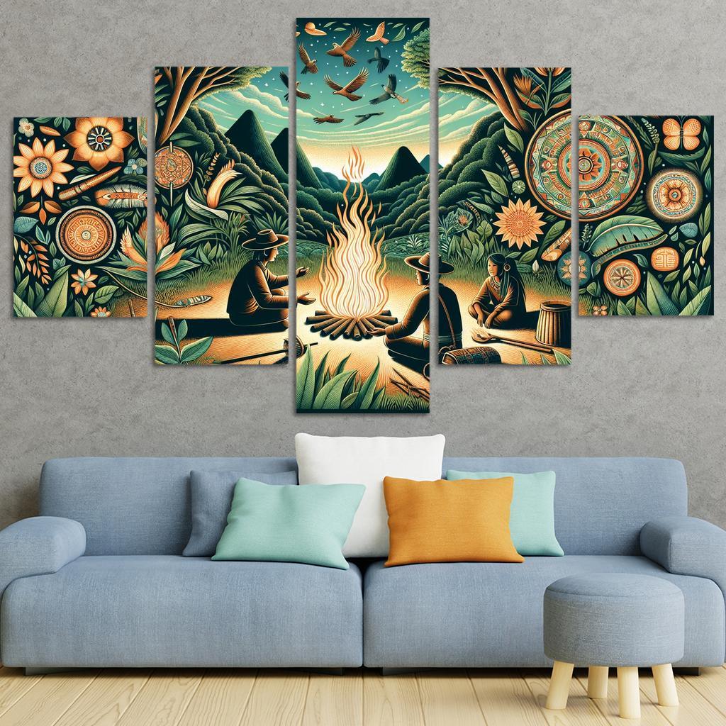 Echoes of the Past Preserving Indigenous Cultures 5 Piece HD Canvas Wall Art-Original Frame