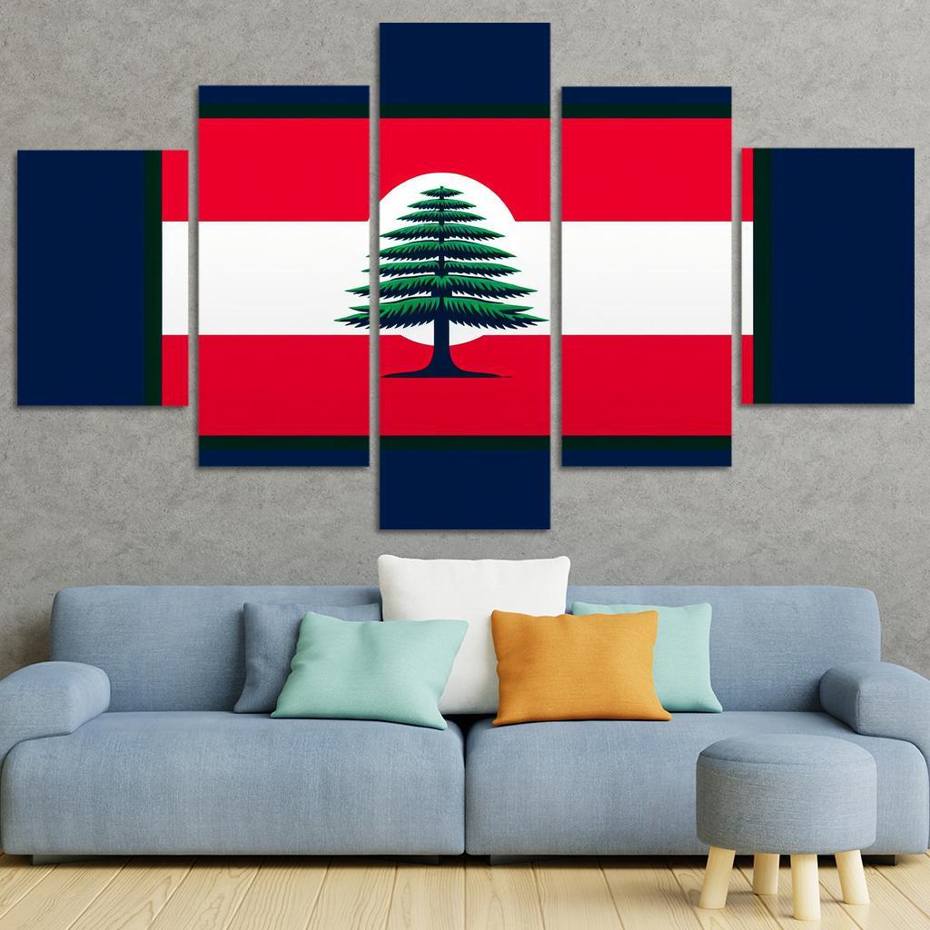 Emblem of Resilience The Flag of Lebanon 5 Piece HD Canvas Wall Art-Original Frame
