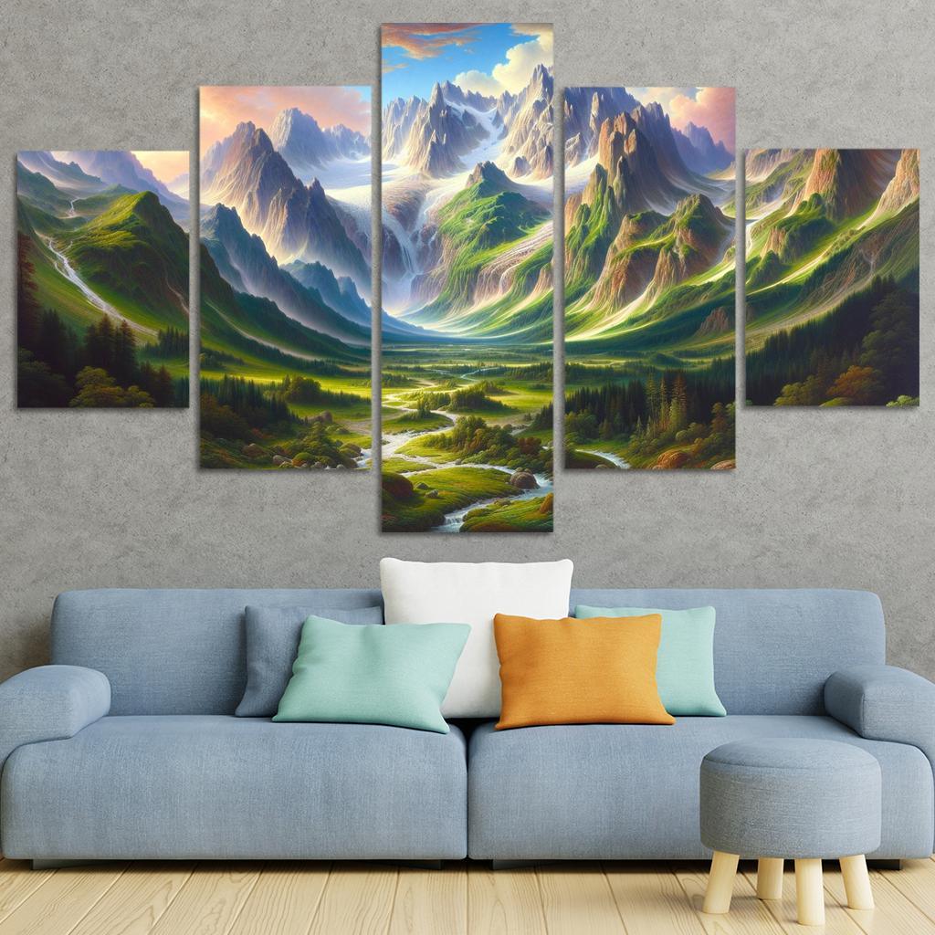 Mountain Melody 5 Piece HD Canvas Wall Art-Original Frame