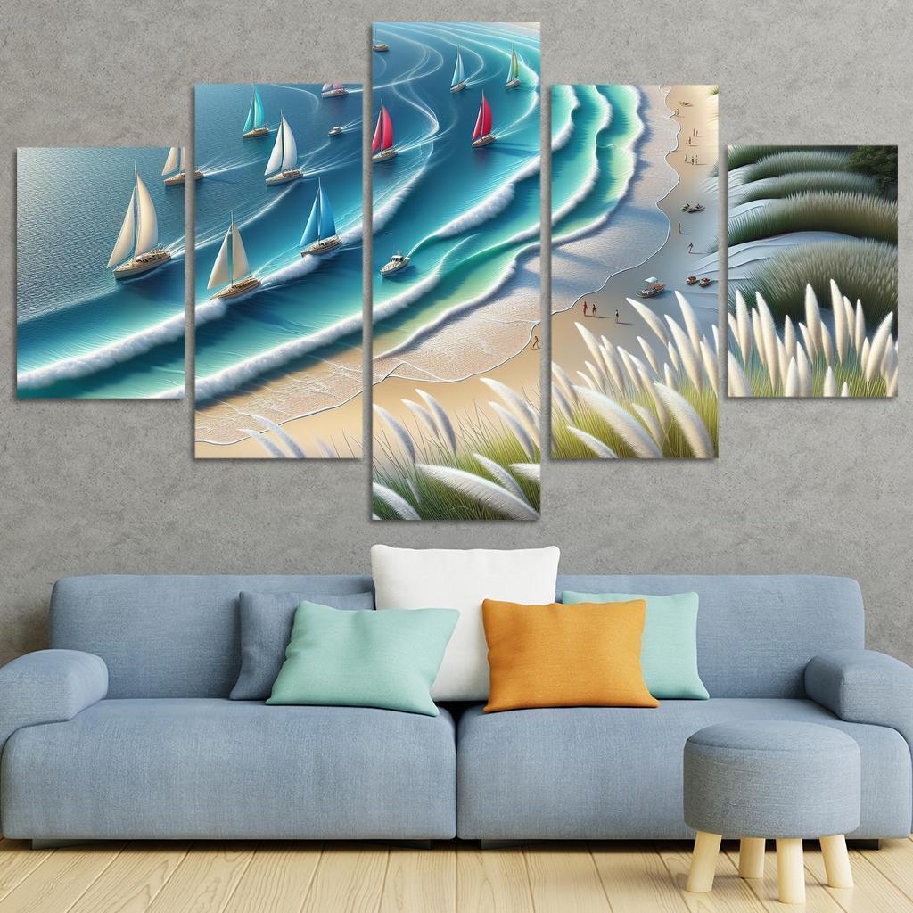 Nautical Breeze Beach Modern Paintings Frame