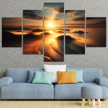 Morning Mist Beach Serene Sunrises Custom Paintings Frame
