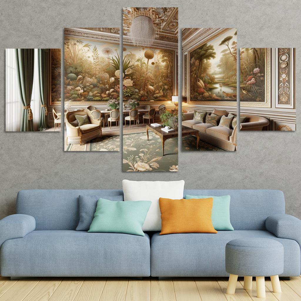 Vintage-Style Framed Botanical Prints 5 Piece HD Canvas Wall Art-Original Frame