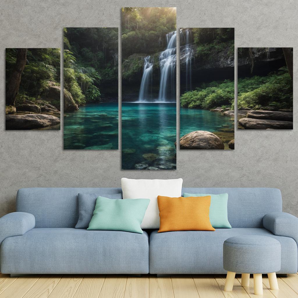 The Cascade Falls Of Sapphire Brook Modern Paintings Frame