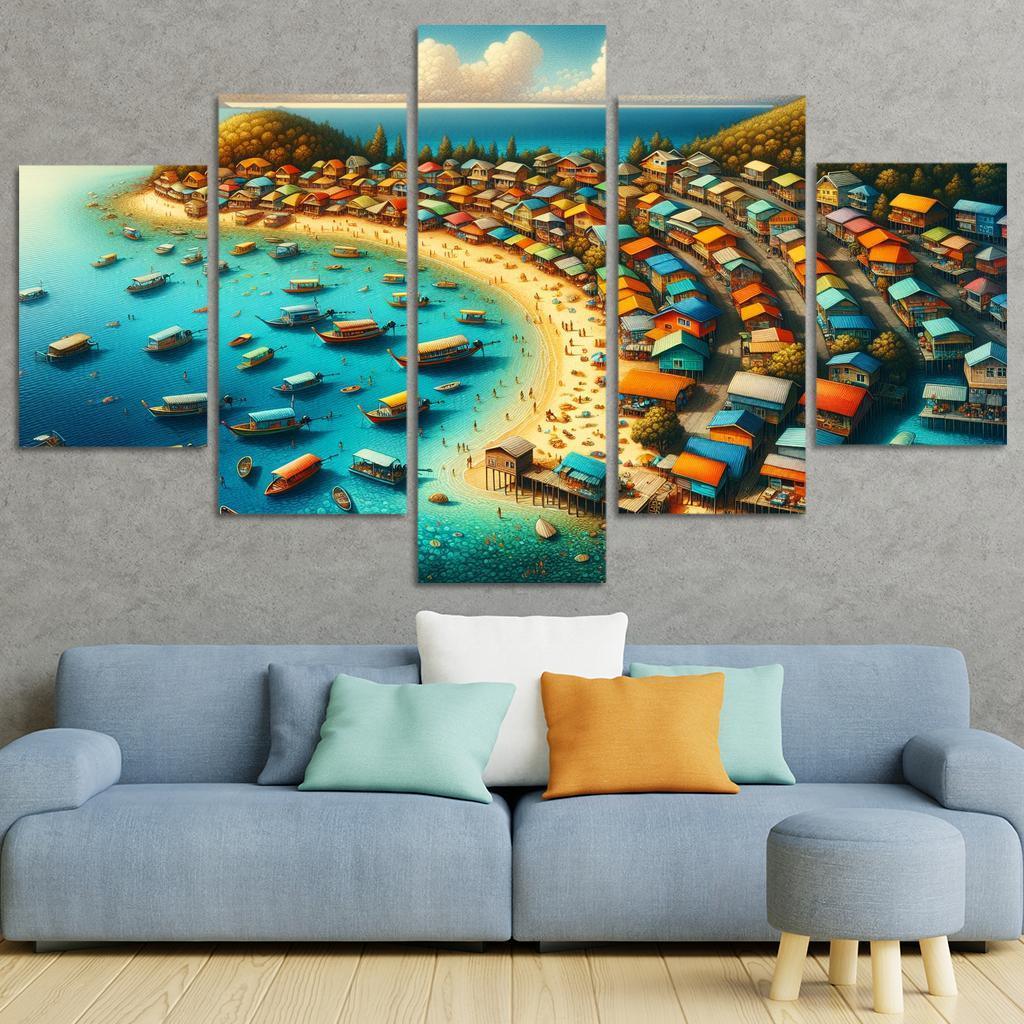 Rainbow Reef Beach Modern Paintings Frame