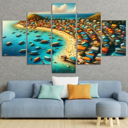 Rainbow Reef Beach Modern Paintings Frame