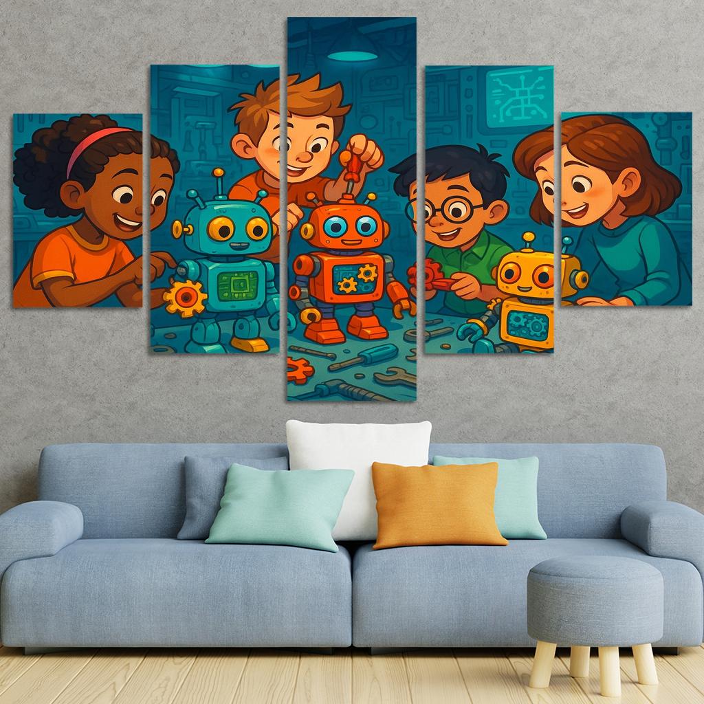 Robot Builders - Stem Creativity Panel Framed Paintings