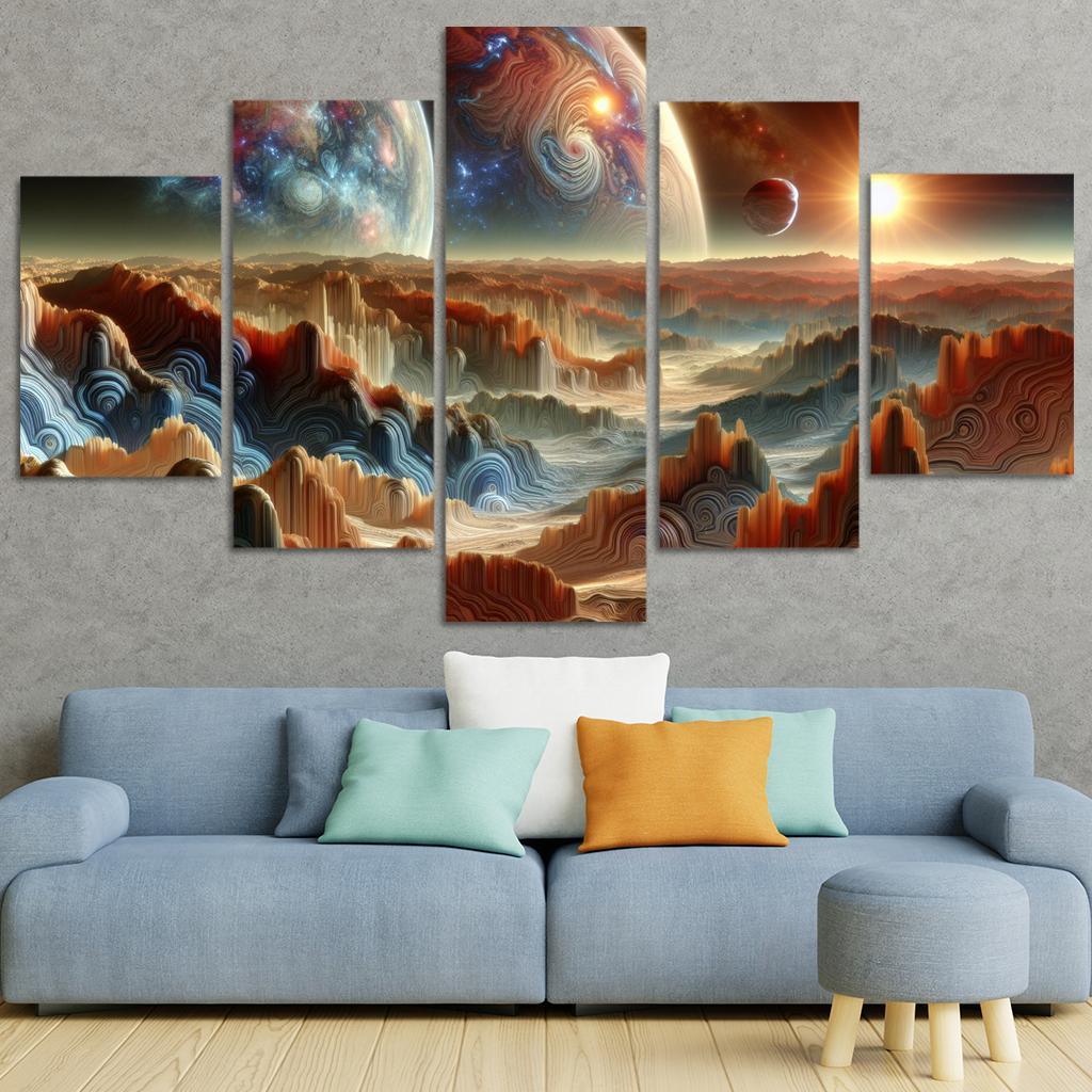 The Exploration of Exoplanets 5 Piece HD Canvas Wall Art-Original Frame