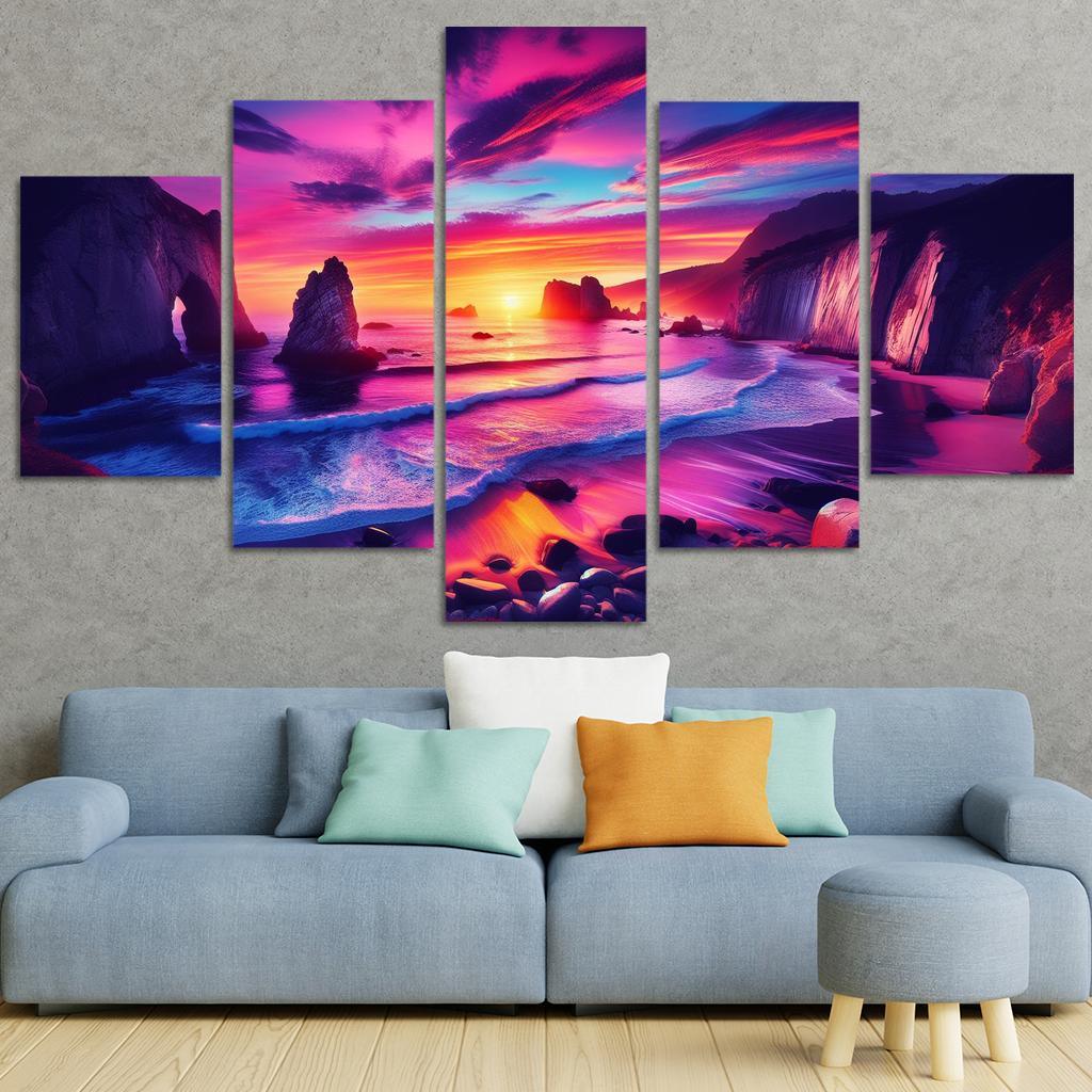 Crescent Bay Sunset Retreat Abstract Paintings Frame