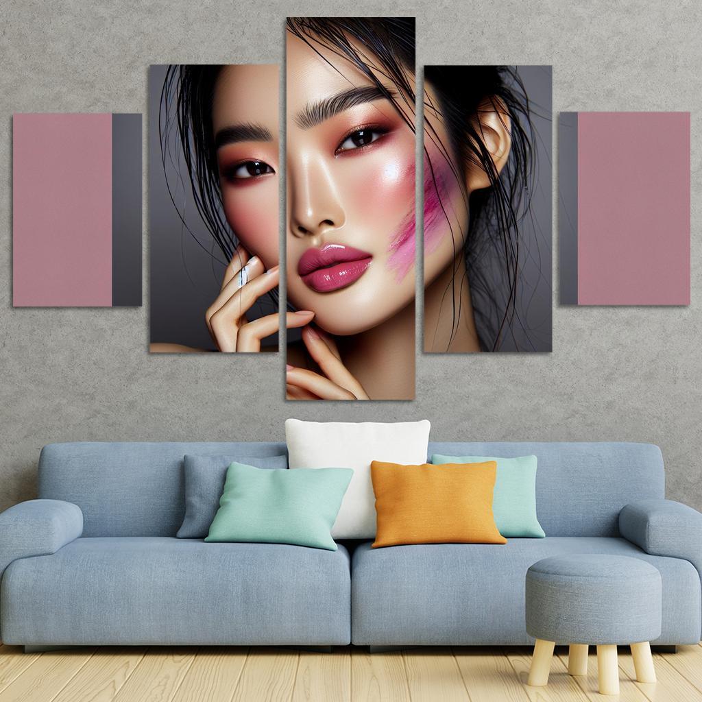 Monochrome Makeup Cohesive Looks 5 Piece HD Canvas Wall Art-Original Frame