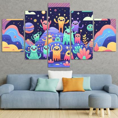 Adventure in Space 5 Piece HD Canvas Wall Art-Original Frame