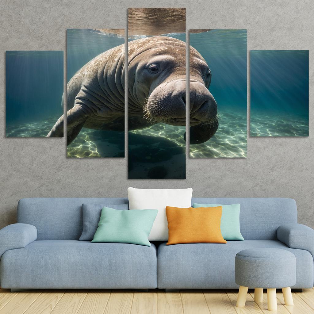 The Mysterious Manatee In Coastal Waters Framed Paintings