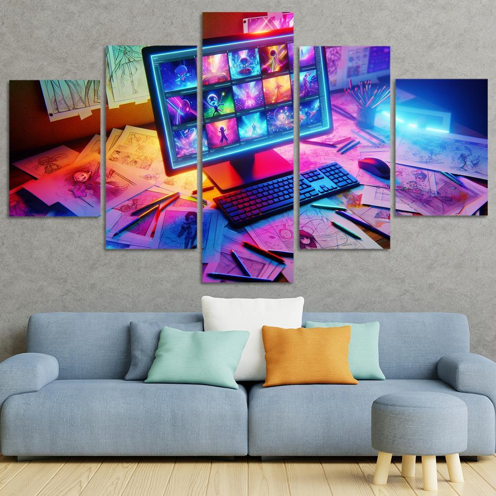 Storytelling through Digital Animation 5 Piece HD Canvas Wall Art-Original Frame