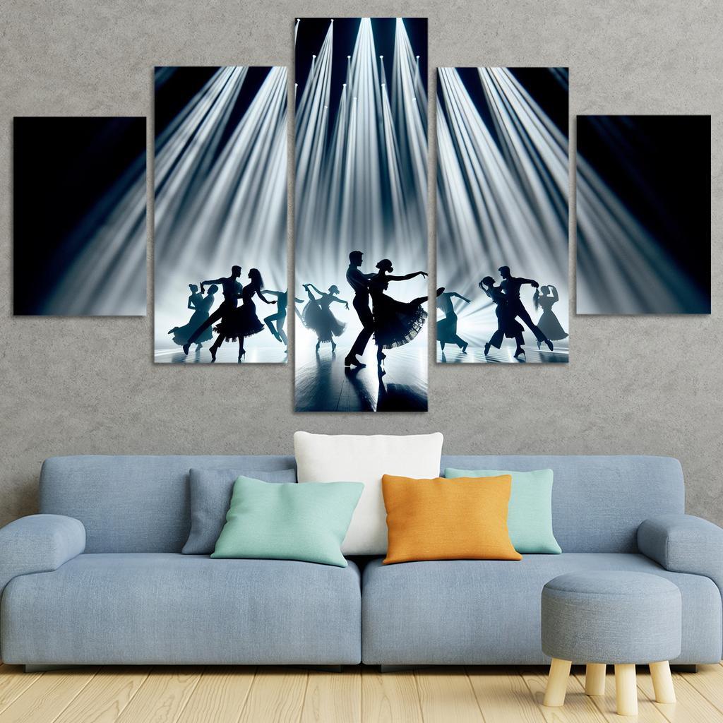 Choreography of Shadows 5 Piece HD Canvas Wall Art-Original Frame