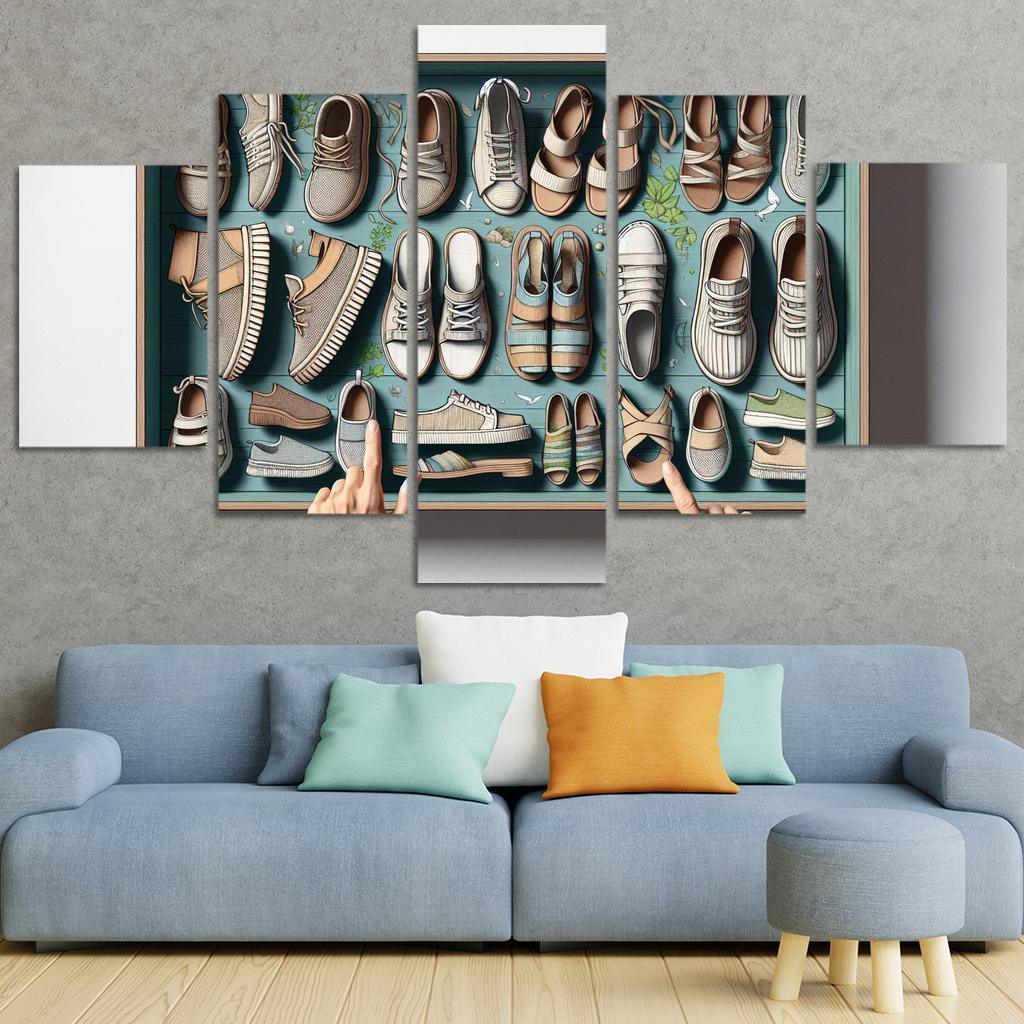 Sustainable Footwear Eco-Conscious Styles 5 Piece HD Canvas Wall Art-Original Frame