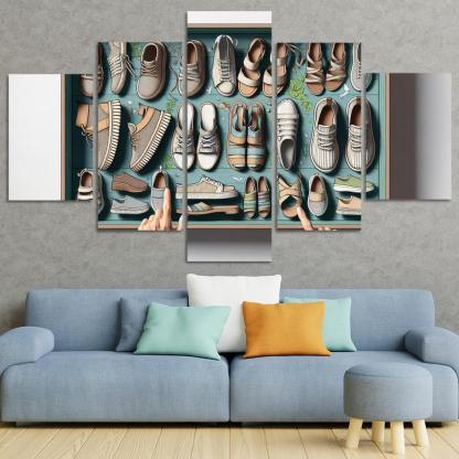 Sustainable Footwear Eco-Conscious Styles 5 Piece HD Canvas Wall Art-Original Frame