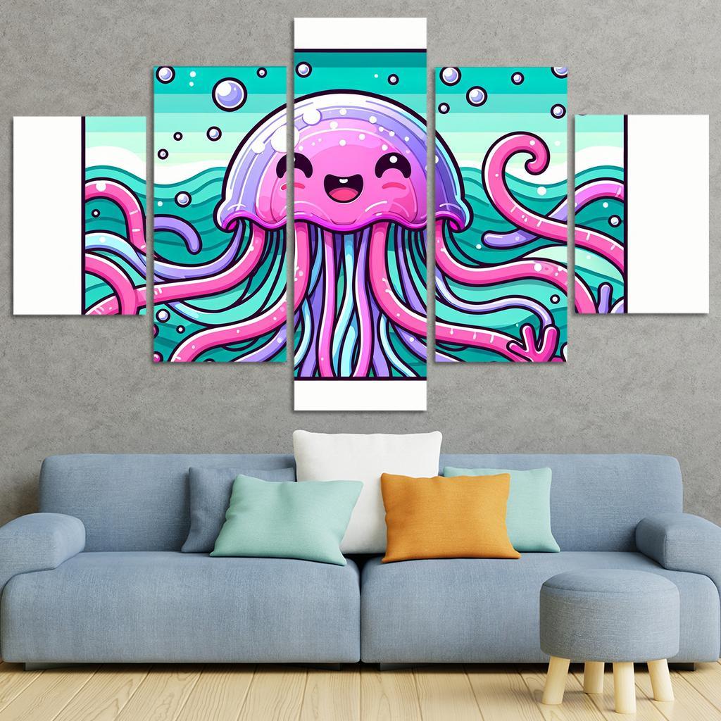 Joyful Jellyfish Modern Paintings Frame