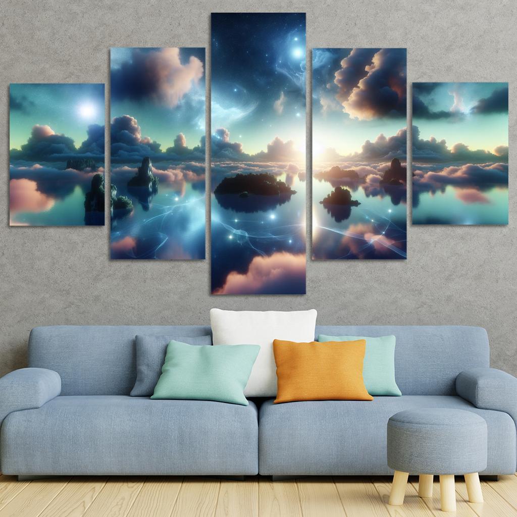 The Dreamweaver's Sanctuary 5 Piece HD Canvas Wall Art-Original Frame