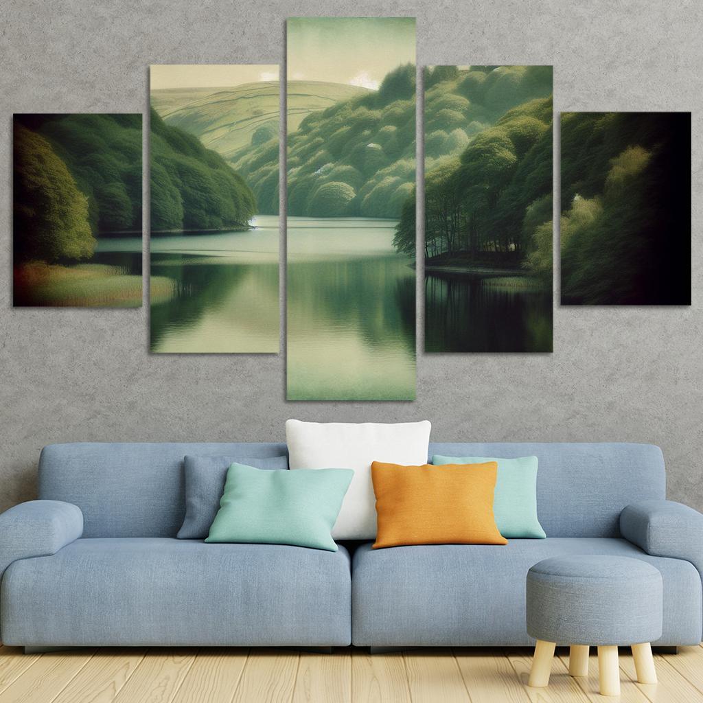 The Serene Vista Of Calm Lake Custom Paintings Frame