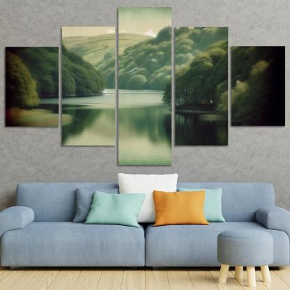 The Serene Vista Of Calm Lake Custom Paintings Frame
