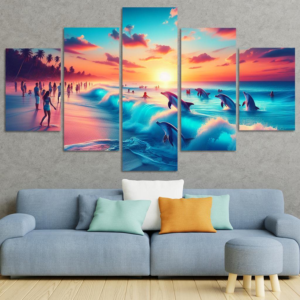 Cerulean Bliss Sunset And Wildlife Watching Premium Artwork Frames
