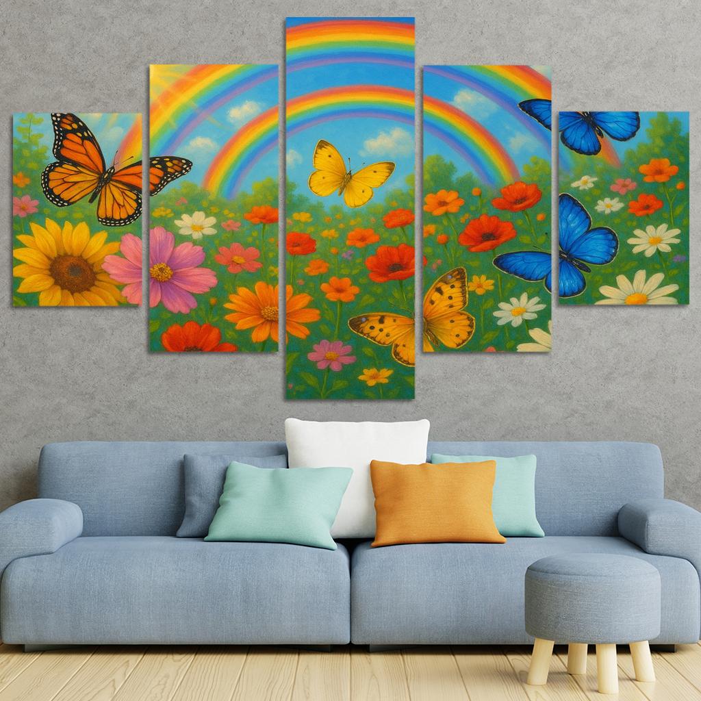 Rainbow Garden - Magical Nature Scene Framed Paintings