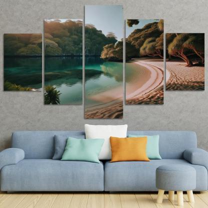 Lagoon Bliss Tranquil Waters For Reflection Abstract Paintings Frame