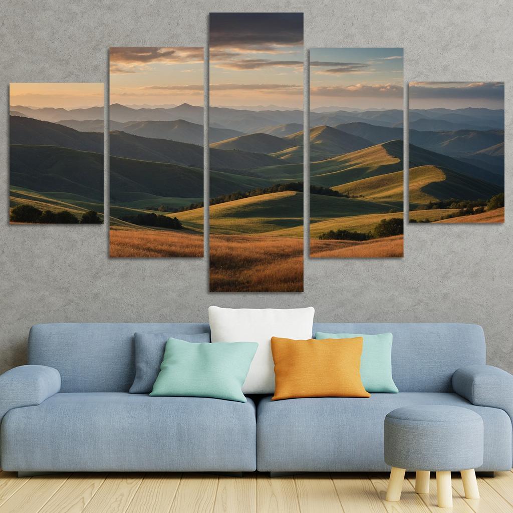 The Splendor Of Distant Mountain Ranges Oil Paintings Frame