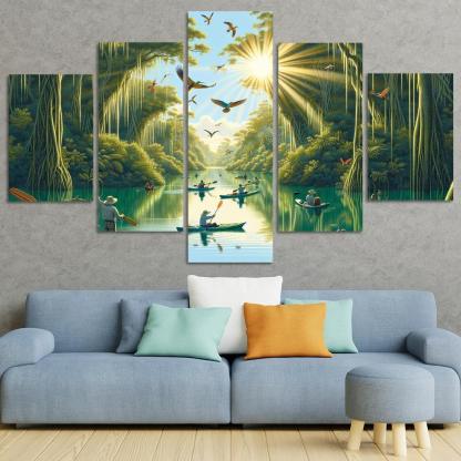 Mystic Waters Lagoon Adventure Abstract Paintings Frame