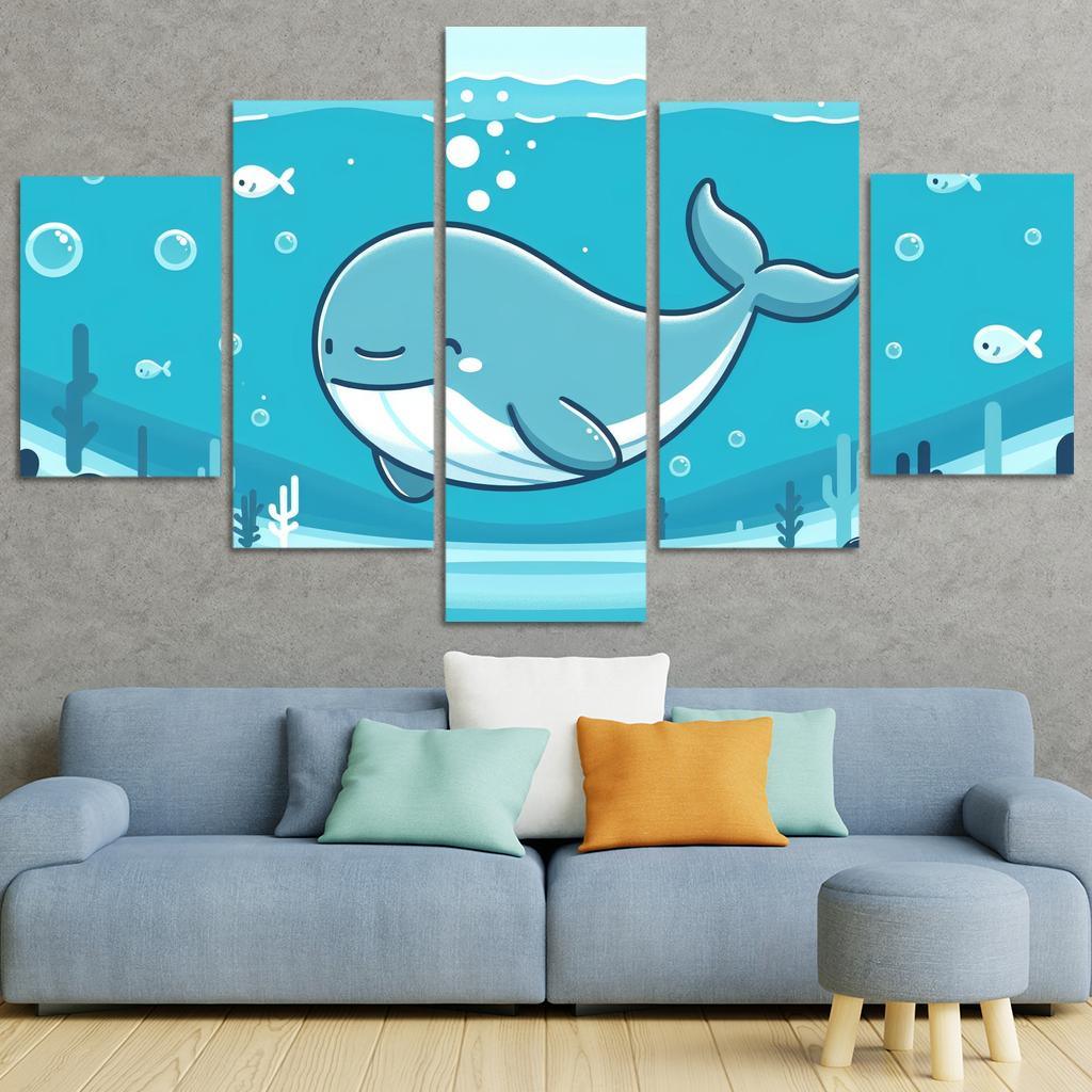 Friendly Whale Modern Paintings Frame