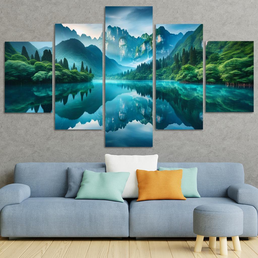 The Tranquil Embrace Of Silent Lake Custom Paintings Frame