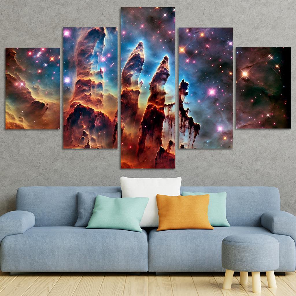 The Majestic Pillars of Creation 5 Piece HD Canvas Wall Art-Original Frame