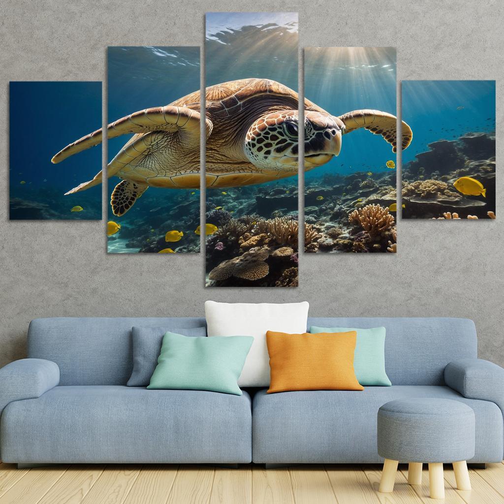 The Fascinating Great Barrier Reef Turtle Ancient Navigator Oil Paintings Frame