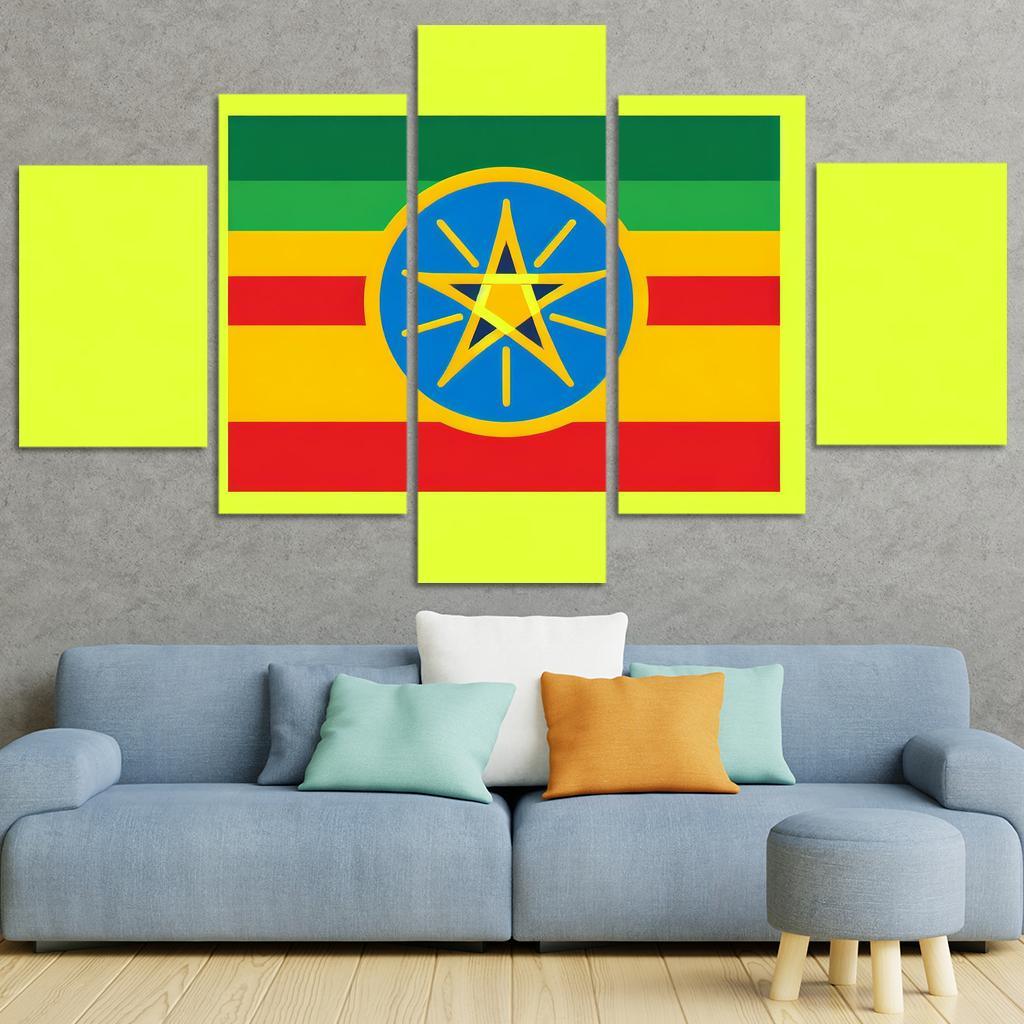 A Heritage of Color The Flag of Ethiopia 5 Piece HD Canvas Wall Art-Original Frame