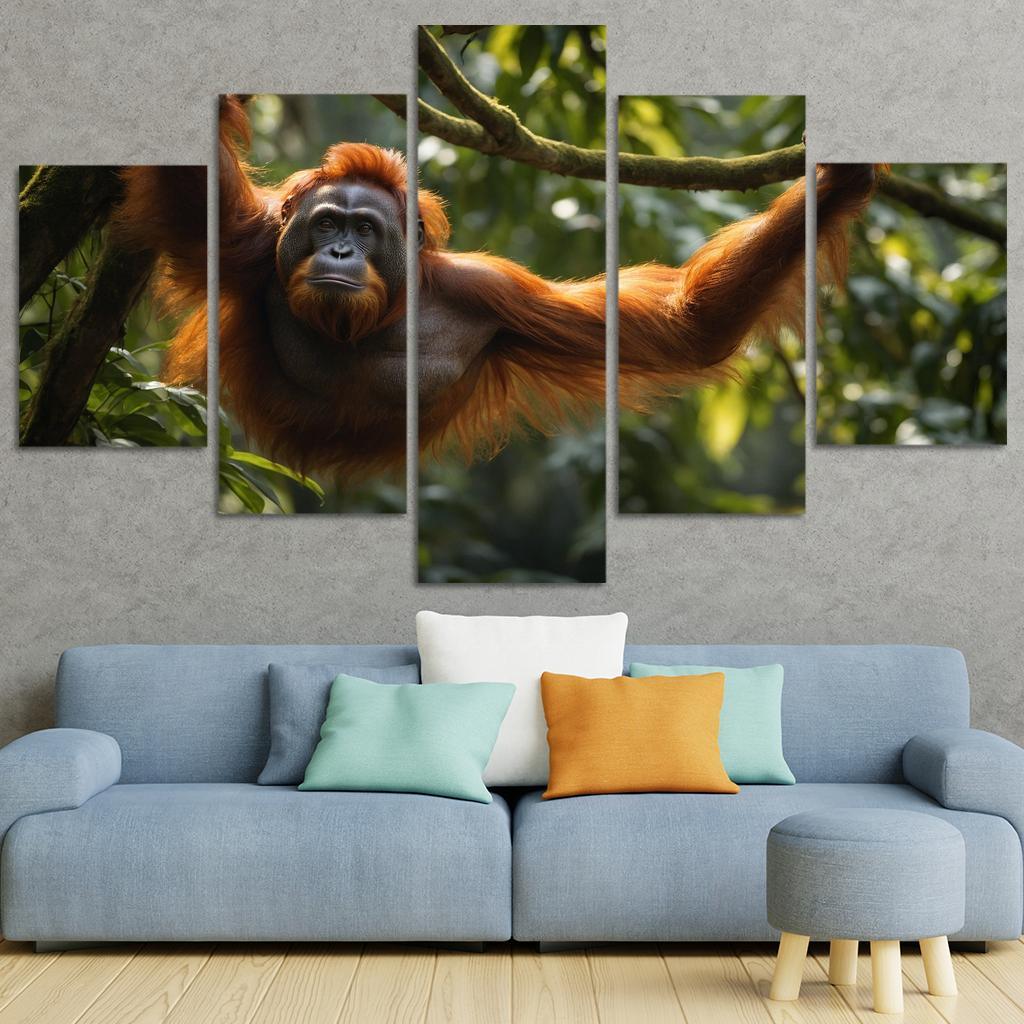 The Striking Bornean Orangutan The Gentle Giant Of The Jungle Modern Paintings Frame