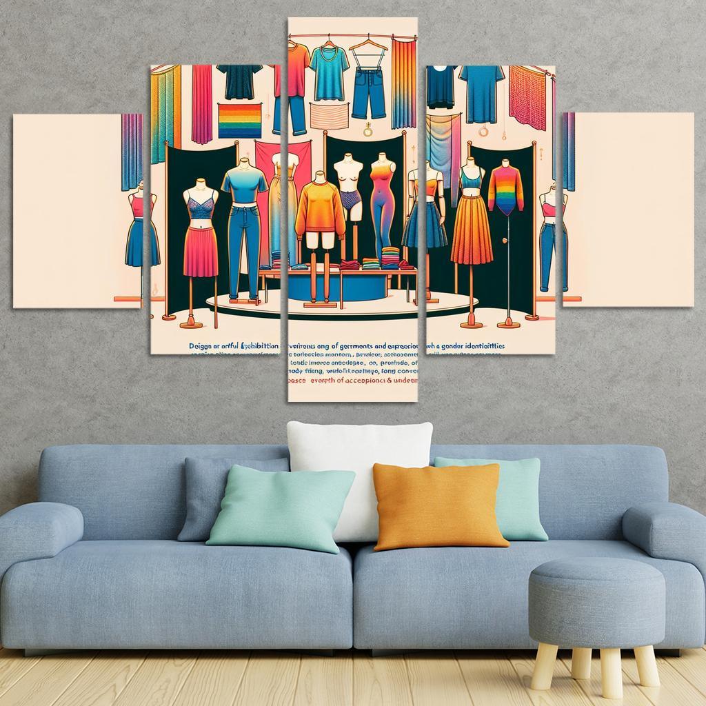 Threads of Identity Navigating Gender and Expression 5 Piece HD Canvas Wall Art-Original Frame