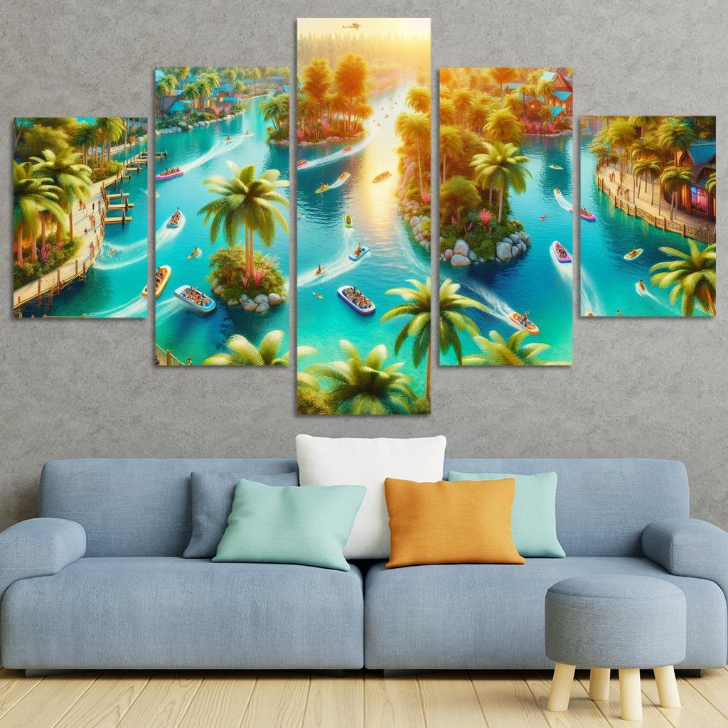 Adventure Lagoon Watersports Paradise Canvas Paintings Frame