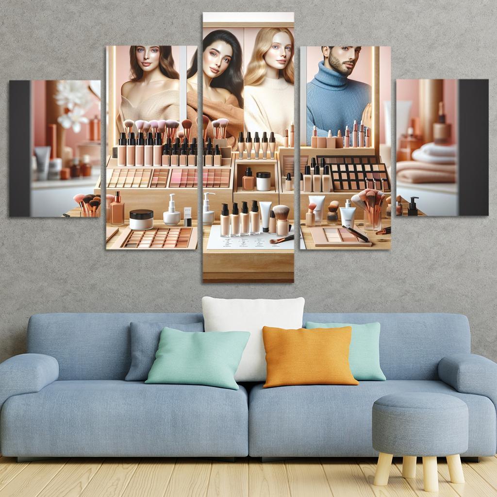 Interactive Beauty Customizable Products 5 Piece HD Canvas Wall Art-Original Frame