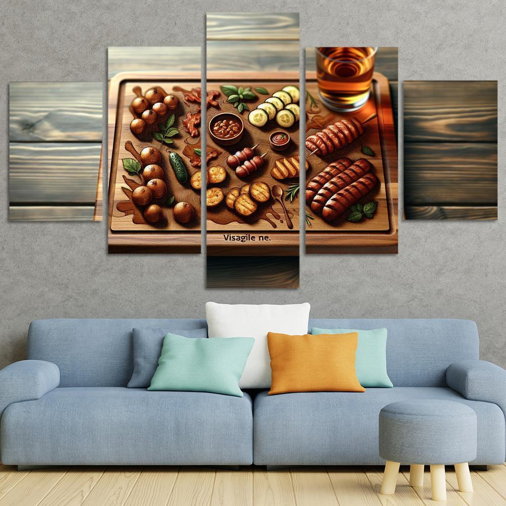 Artisan Wood Serving Board 5 Piece HD Canvas Wall Art-Original Frame