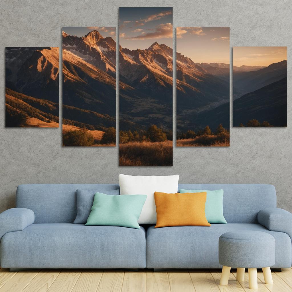 The Soft Glow Of Evening Mountain Shadows Oil Paintings Frame
